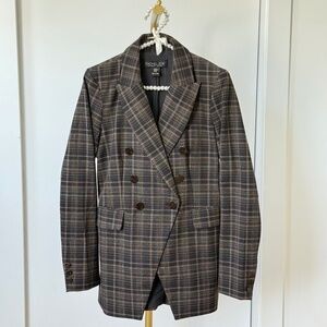 Rachel Zoe Plaid Double-Breasted Blazer (XS)